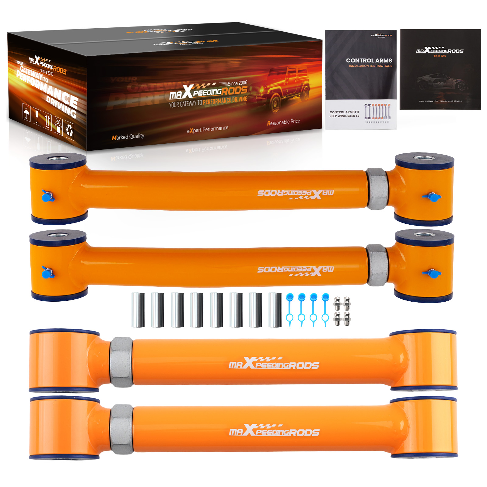 Complete Rear Control Arms Set Upper Lower for Jeep Wrangler TJ 97-06 Adjustable