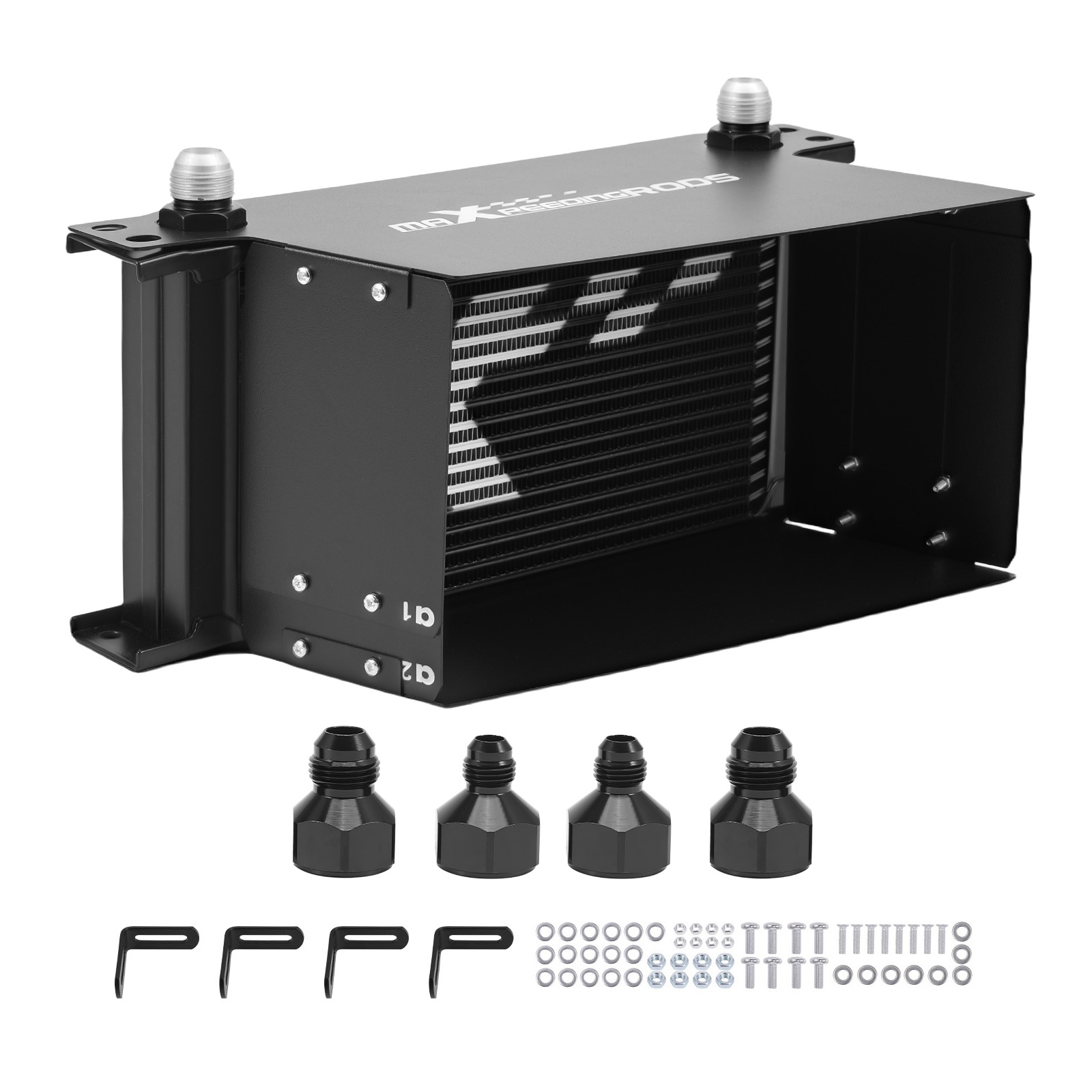 Aluminum 19 Row Transmission Oil Cooler Universal 10AN Engine Cooler Black Kit