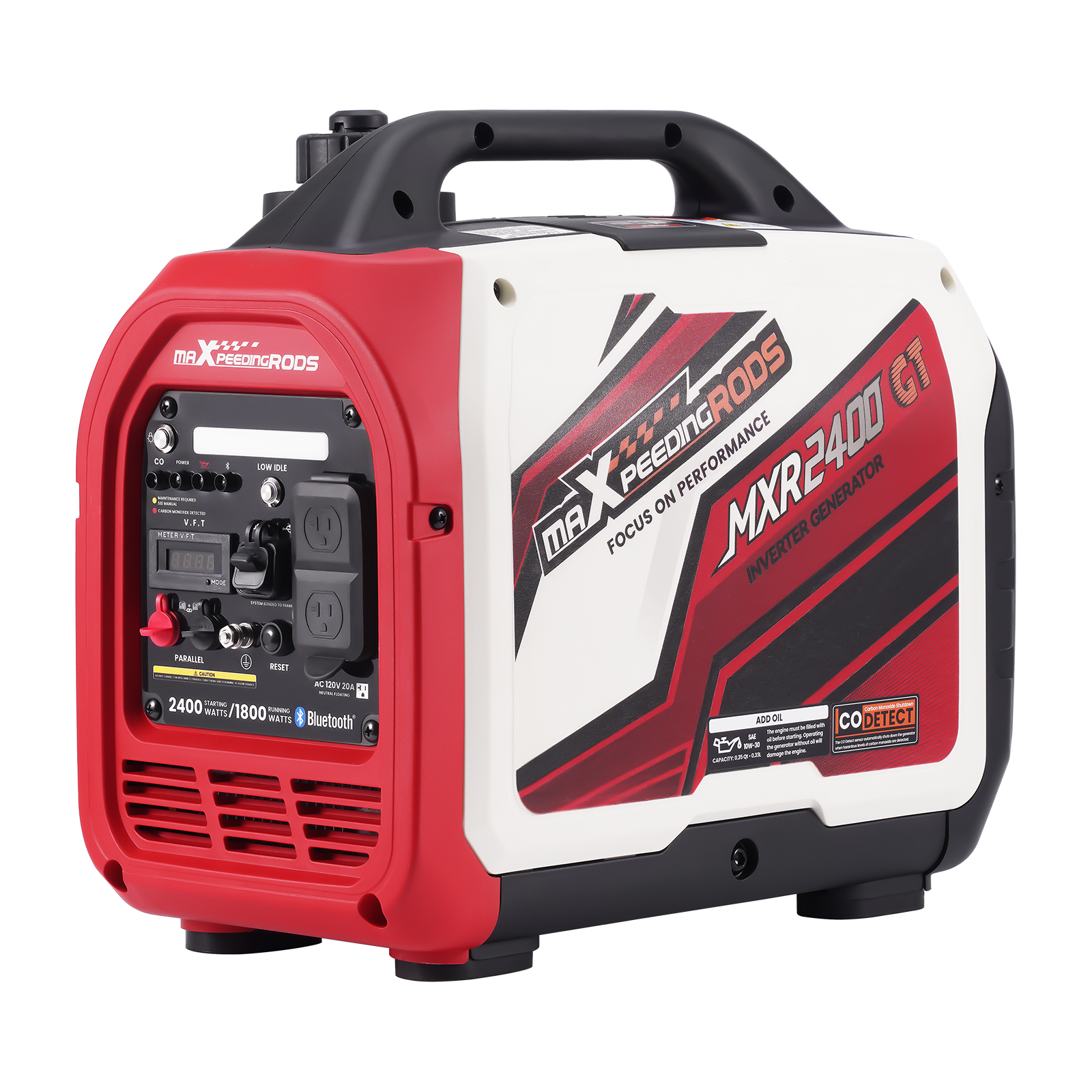 Quiet & Lightweight Inverter Generator 2400W 58dB with Parallel Kit Cables
