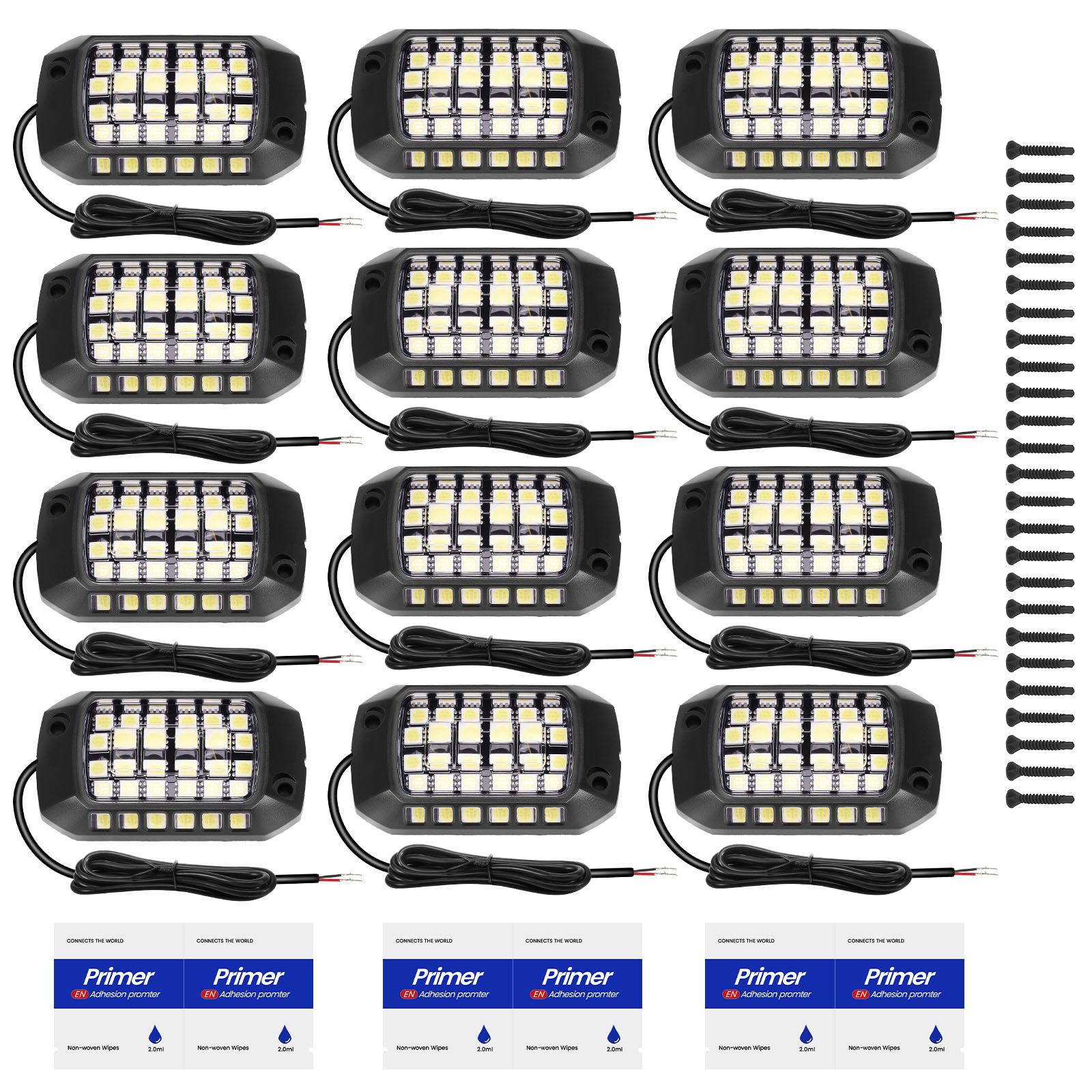Universal Rock Lights Kit 12 Pods For Truck ATV UTV SUV Jeep White LED 6000K