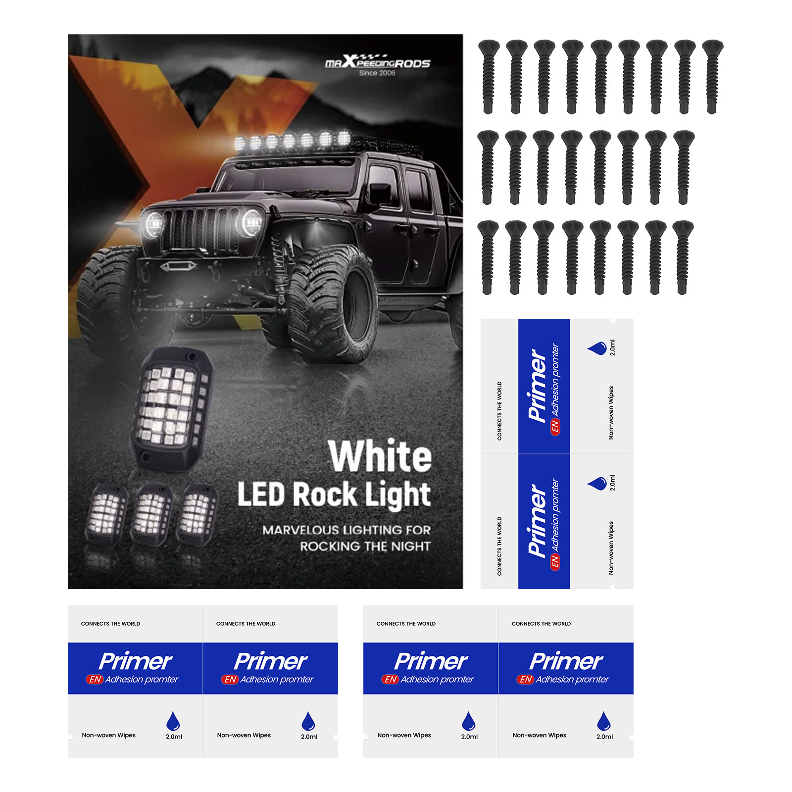 Universal Rock Lights Kit 12 Pods For Truck ATV UTV SUV Jeep White LED 6000K