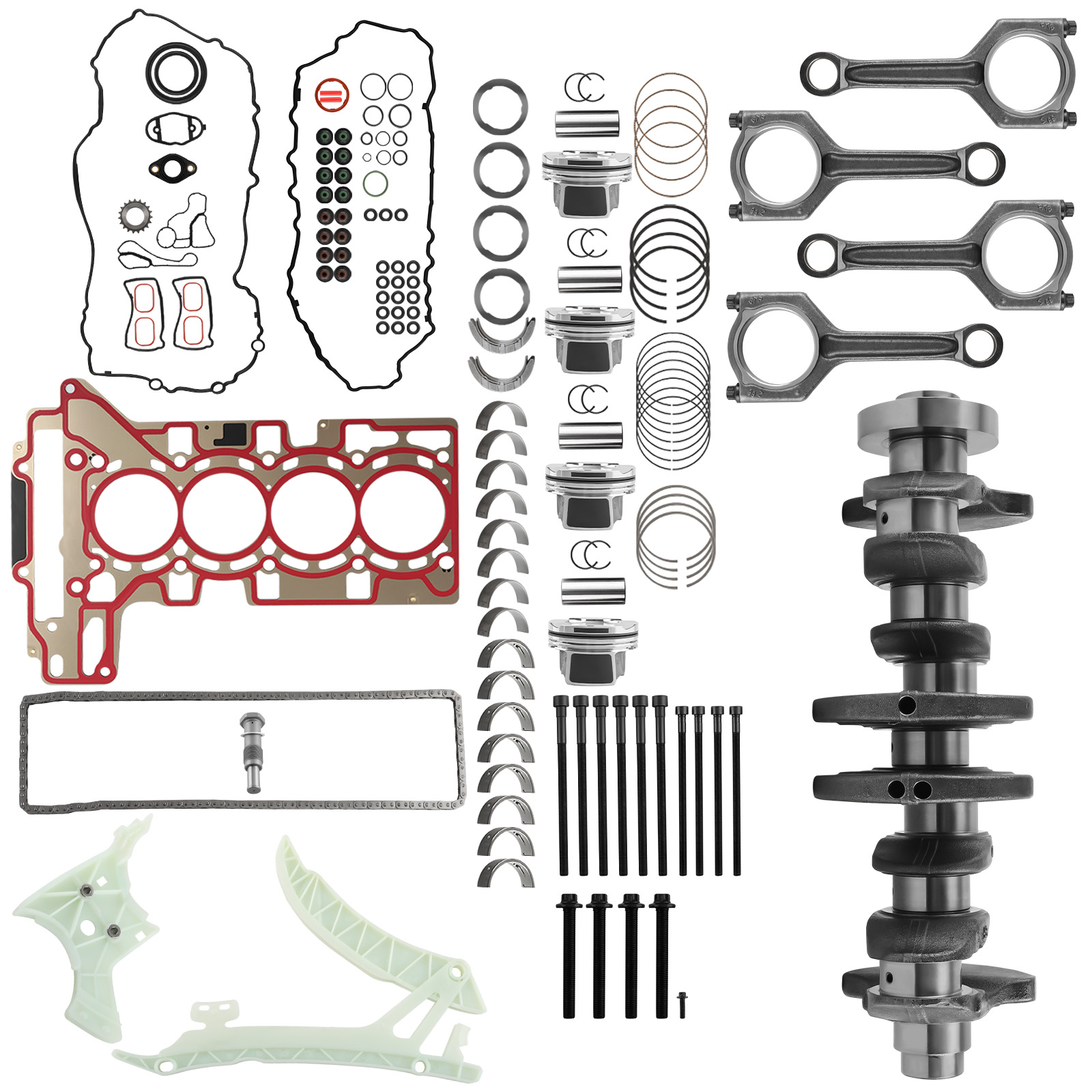N20 N26 2.0 Engine Rebuild Kit w/ Crankshaft ConRod Piston Gasket Kit For BMW