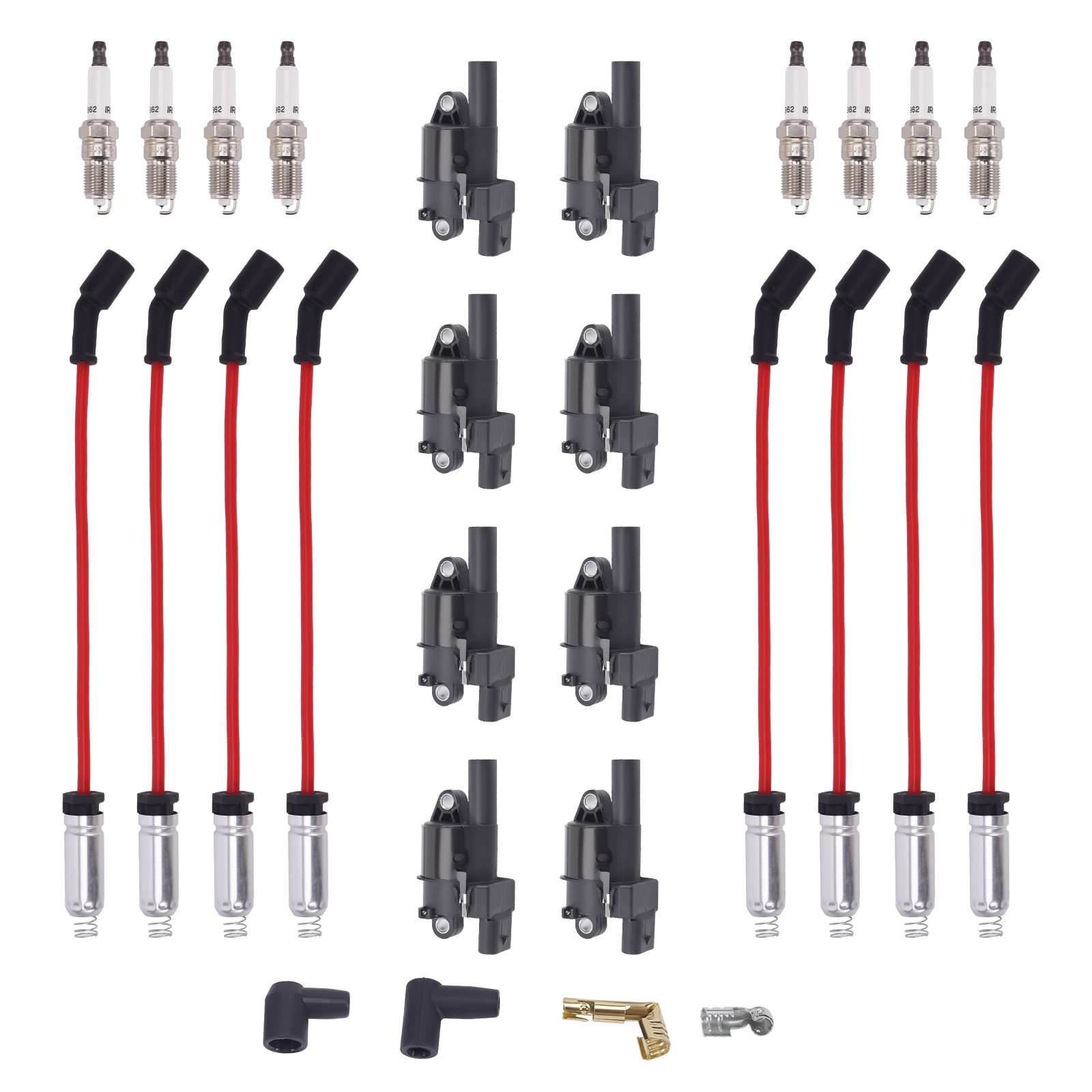 8 Pack Ignition Coil and Spark Plug+ Wire Set For GMC Chevy Silverado 1500 Tahoe