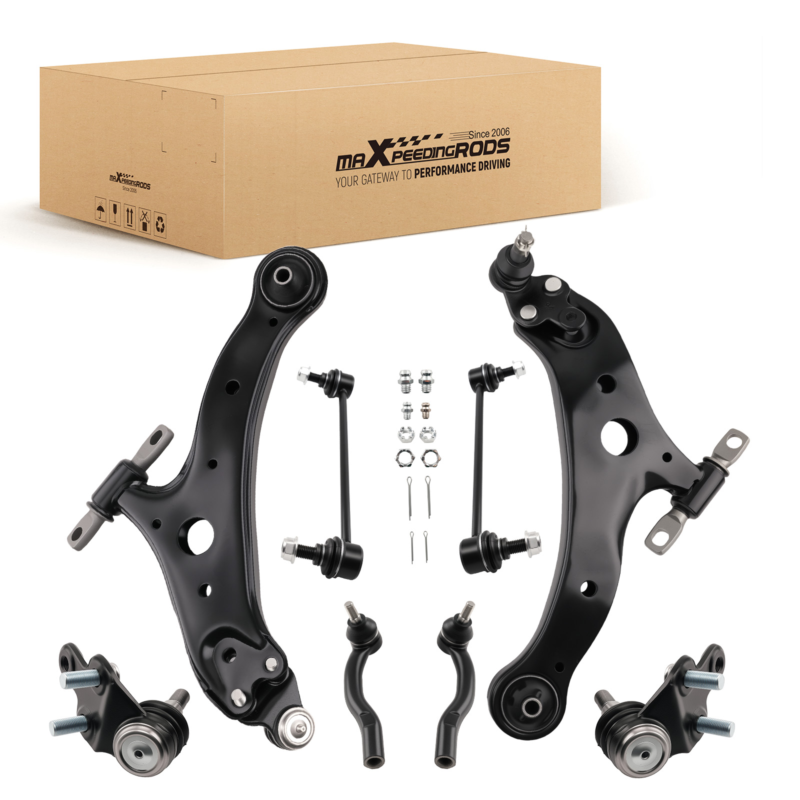 8x Front Lower Control Arm w/Ball Joint Sway Bar Link for Toyota Camry 2007-2011