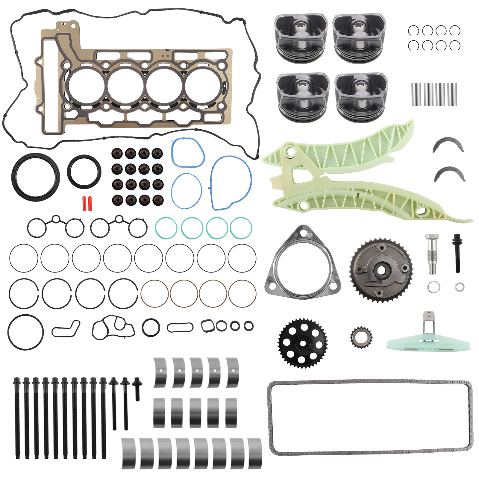 Engine Rebuild Overhaul Kit w/ Timing Kit For Mini Cooper S R55 R56-R59 N14 1.6T